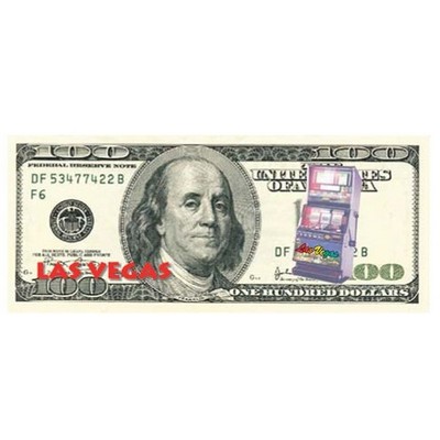 Vegas Slot Machine on $100 Bill Magnet w/ Strip Magnet (10 Square Inch)