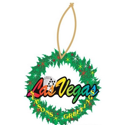 Las Vegas w/ Royal Flush on Wreath Ornament w/ Black Back (2 Square Inch)
