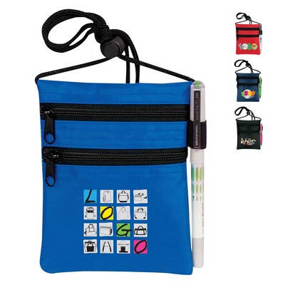 All Purpose Neck Wallet with Dual Zip Pockets