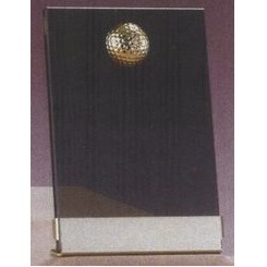 Gold Golf Smoked Glass Award w/Gold Plastic Mounts & Aluminum Alloy Base (7"x9.5")
