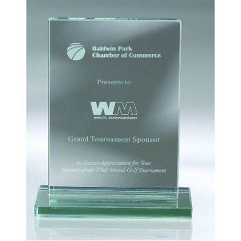 Medium Jade Glass Vertical Plaque w/Base Award (7"x5"x¾")