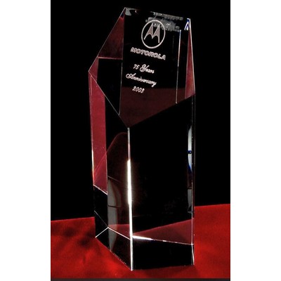 Crystal Pentagon Pillar Award w/Custom Etching (10")