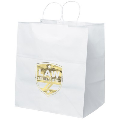 Brute - White Shopper - Foil Print (14" x 10" x 15 1/2")