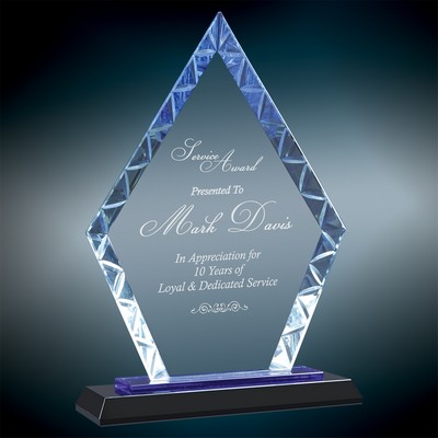9" Large Diamond Accent Glass On Blue & Black Base