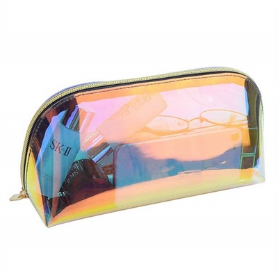Round Edge Holographic Iridescent Cosmetic Pouch