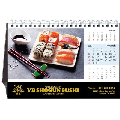 Sushi Time 2026 Desktop Calendar w/Foil Stamped Hardboard Easel