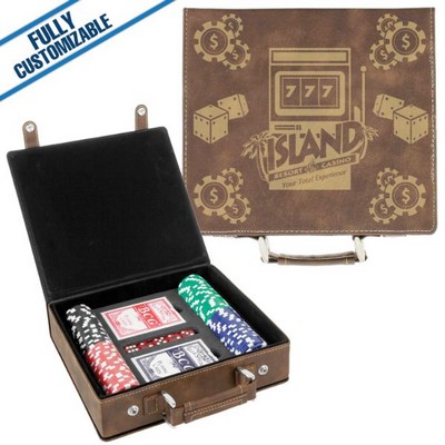 Rustic Gold Leatherette - 100 Chip Poker Set