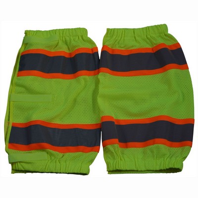 ANSI Class E Lime/Orange Two Tone Mesh Reflective Leggings with Adjustable Hook & Loop Closures