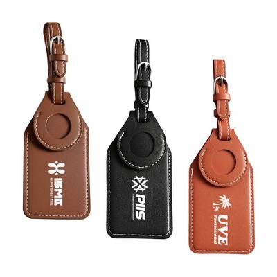PU Leather Luggage Tag With Airtag Holder