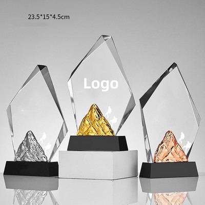 Optical Crystal And Metal Fusion Award Trophy