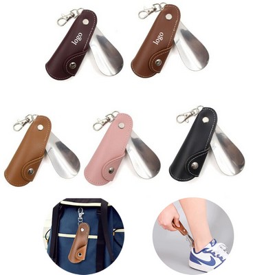 PU Travel Folding Shoehorn Keychain