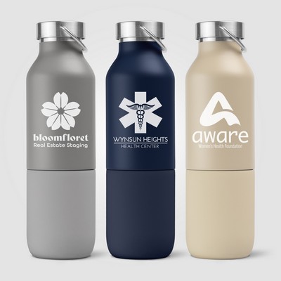 Freya Duo – 2-in-1 20 oz. Double-Wall Recycled Stainless Steel Bottle with 11 oz. Tumbler - Silkscre
