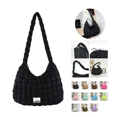 Large Quilted Carryall Puffer Shoulder Bag
