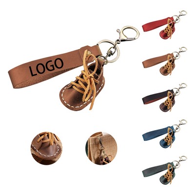 Genuine Cowhide Small Shoes Keychain