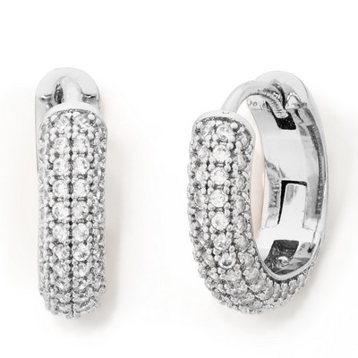 kate spade new york Brilliant Statements Pave Mini Huggies - Clear/Silver