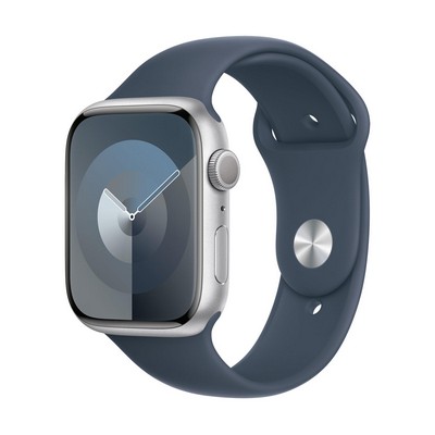 Apple Watch Series 9 Gps 41Mm Silver Aluminum Case W/ Storm Blue S/M Sport Band