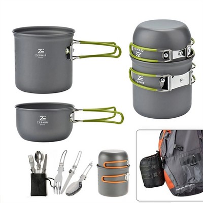 Portable Camping Cookware & Cutlery Set
