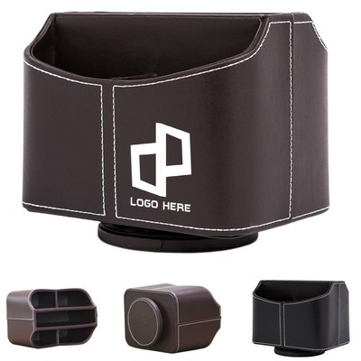 Leather Spinning Desk Organizer