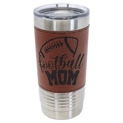 20 oz. Football Faux Leather Tumbler with Slider Lid