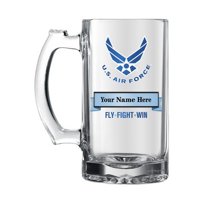 17 Oz. U.S. Air Force Glass Tankard with Banner for Personalization Name and Rank Cup