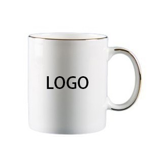17 oz. Gold Rimmed Bone Ceramic Water Mug