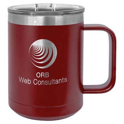 Polar Camel 15 oz. Maroon Vacuum Insulated Mug with Slider Lid