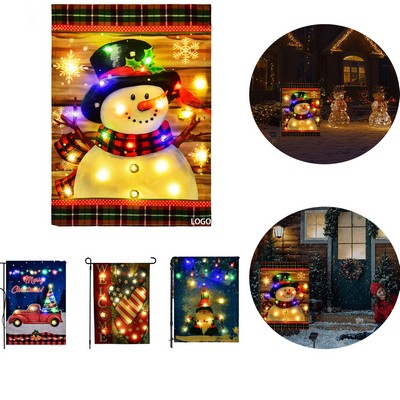 Outdoor LED Christmas Red Truck Vertical Garden Flag