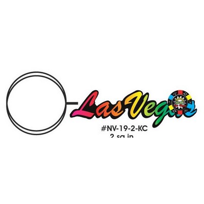 Las Vegas w/ Poker Chip Key Chain w/Clear Mirrored Back (2 Square Inch)