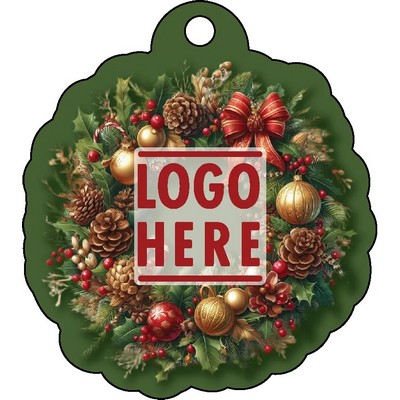 1/4" Recycled Wood Ornaments-Wreath with Pine Cones