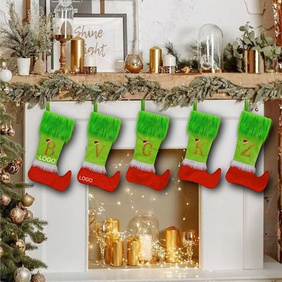 Cartoon Elf Christmas Stocking Gift Bag Hanging Decor Ornament