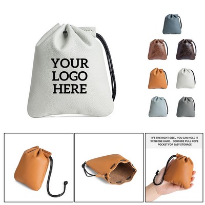 Genuine Leather Drawstring Coin Pouch
