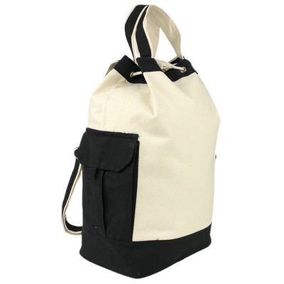 Blank Sports 12 oz Canvas Travel Duffel Bag | Upright Hiking Backpack Black (18x19x8)