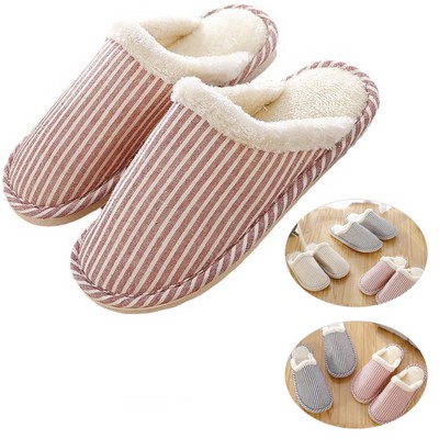 Winter Striped Cotton Slippers
