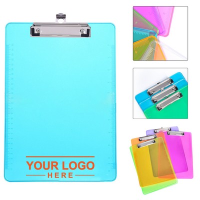Clear Plastic Clipboard with Dual-Side Ruler