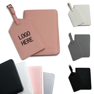 PU Leather Passport Holder & Luggage Tag Travel Set