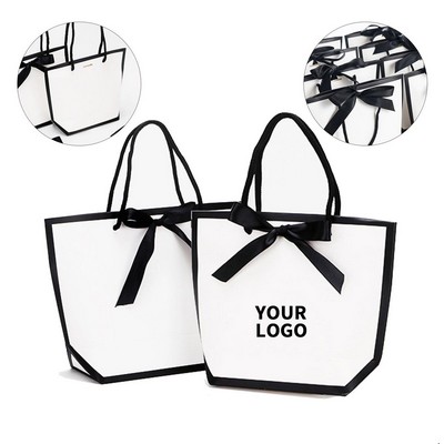 Clothing Store Gift Wrap Pure Color Tote Bag With Bow