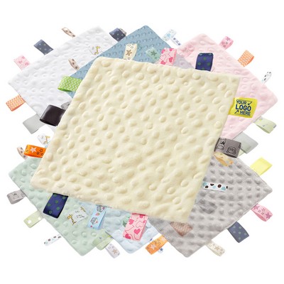 Baby Security Blanket with Tags - Cozy Plush Sensory Toy for Infants & Toddlers