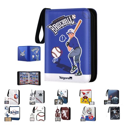 Portable 4 Pocket Card Binder Album W/ Zipper Closure