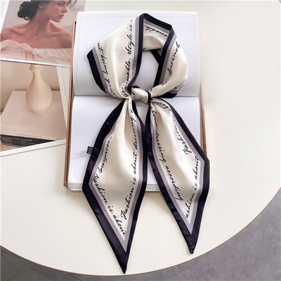 Custom 5.9" x 57" Long Silk Like Hair Scarves Women's Satin Purse Scarf
