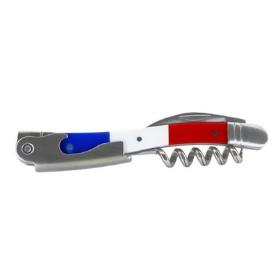 Trio-Color Laguiole Waiter's Corkscrew w/French and US Flag Colors
