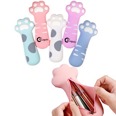 Cute Cat Paw Silicone Pencil Case Aesthetic Travel Kit