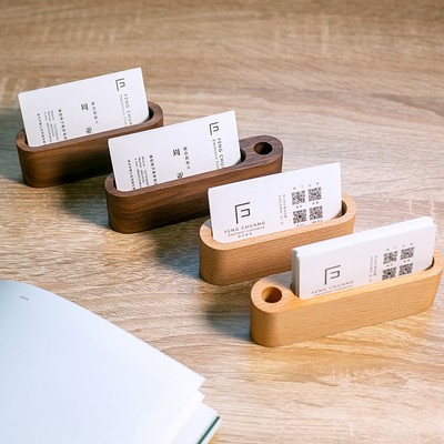 Natural Solid Wood Desktop Business Card Holder