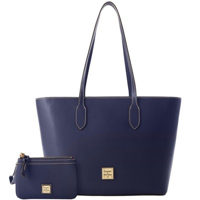 Dooney & Bourke Marine Blue Saffiano Tote and Medium Wristlet Bag