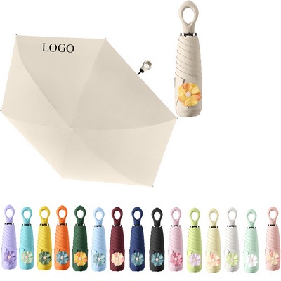 6 Ribs 5 Fold Vinyl Sunscreen Umbrella