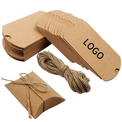 Pillow Kraft Candy Box W/ Jute Twine