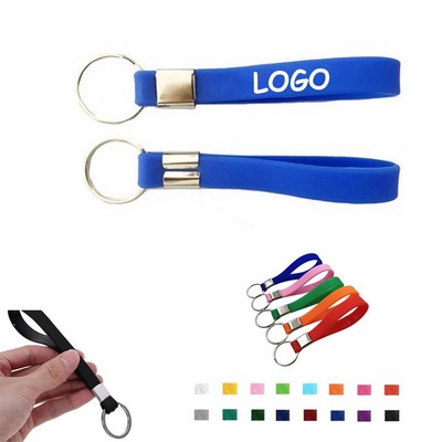 Screen Printed Silicone Wristband Keychain