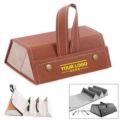 Tri-Slot Foldable Vegan Leather Eyewear Organizer