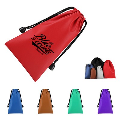 Faux Leather Drawstring Pouch