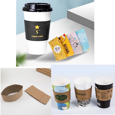 Eco-Friendly 12-16 Oz Kraft & Corrugated Paper Coffee Cup Sleeves