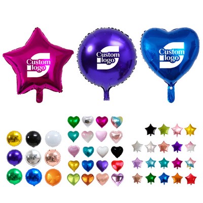 18" Foil Balloons - Heart, Star & Round Shapes for Party Decorations & Corporate Events